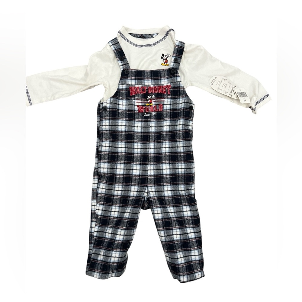 NWT Disneyland Resort parks 2 Piece Overall Shirt Flannel 24 Mos 2T Christmas